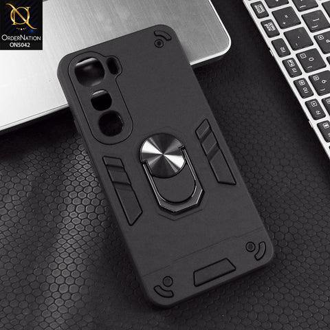 Vivo Y400 Cover - Black - New Dual PC + TPU Hybrid Style Protective Soft Border Case With Kickstand Holder
