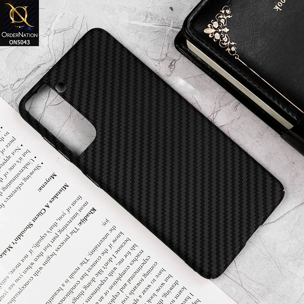 Samsung Galaxy S21 5G - Black - Carbon Series - Carbon Fiber Protective Shell Hard Case