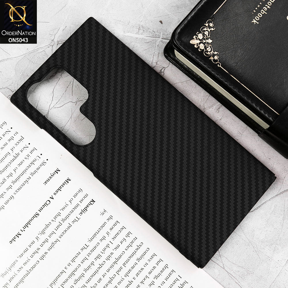 Samsung Galaxy S23 Ultra 5G - Black - Carbon Series - Carbon Fiber Protective Shell Hard Case
