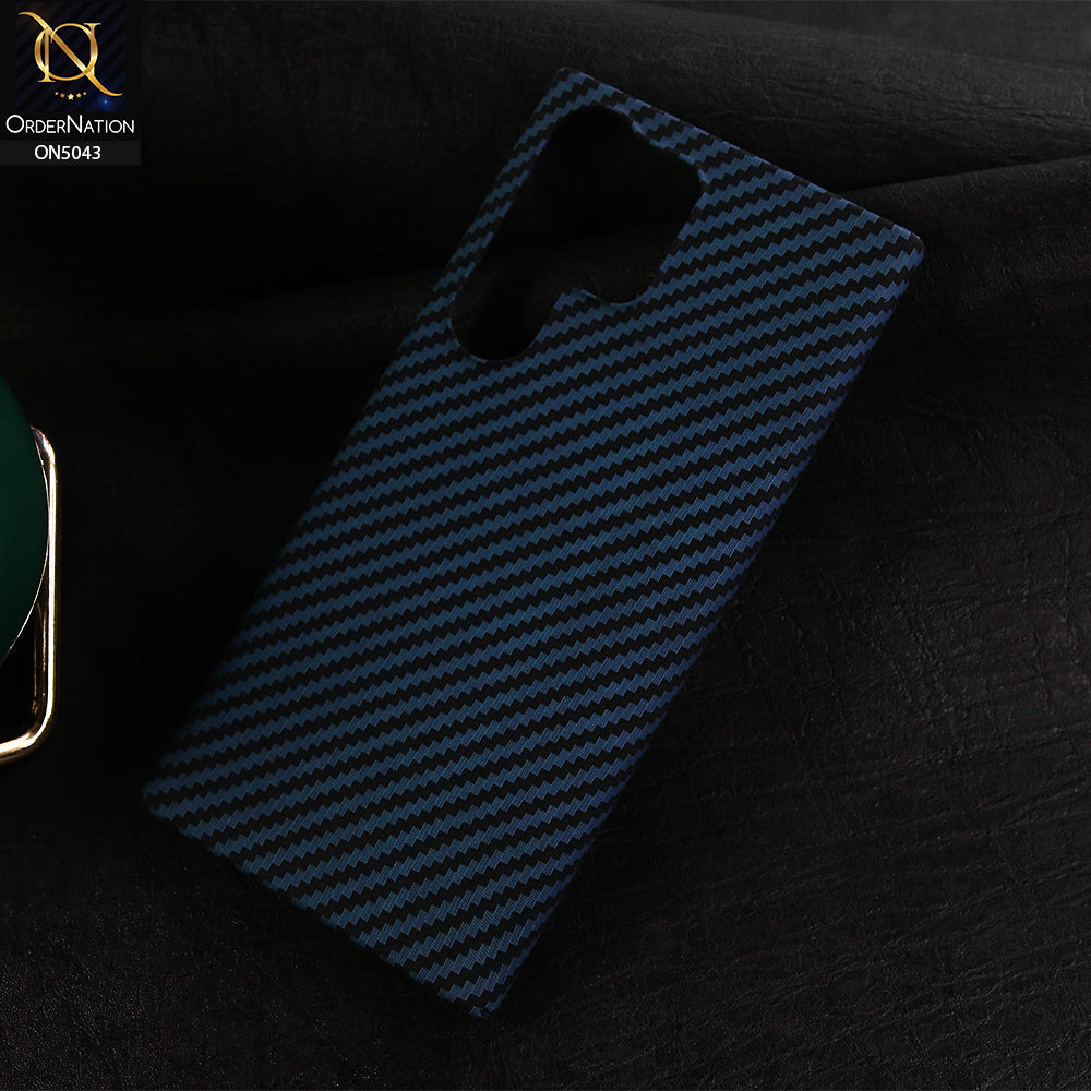 Samsung Galaxy S23 Ultra 5G - Blue - Carbon Series - Carbon Fiber Protective Shell Hard Case