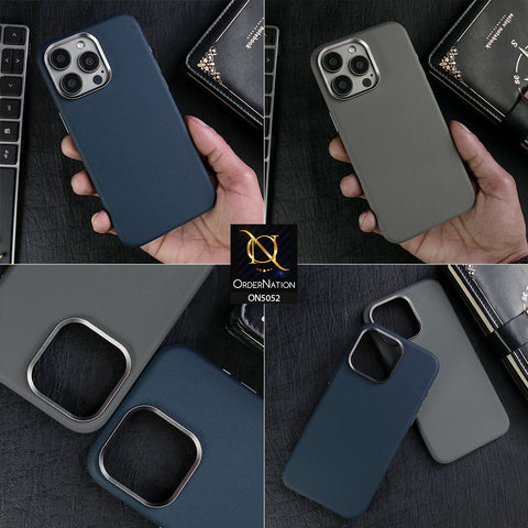 iPhone 15 Pro Max Cover - Blue - Henks Bracket Leather Series - Leather Texture Soft TPU Case