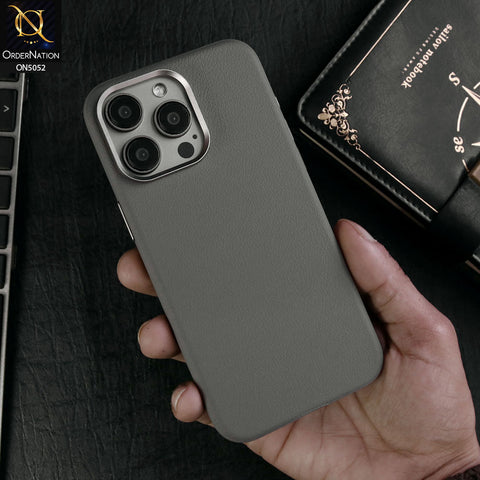 iPhone 15 Pro Max Cover - Gray - Henks Bracket Leather Series - Leather Texture Soft TPU Case