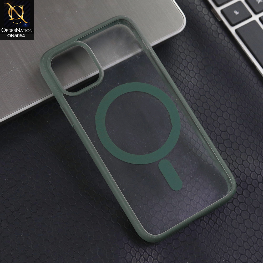 iPhone 11 Pro - Green -  New Clear Transparent Back Magnetic Magsafe Candy Color Soft Borders Case