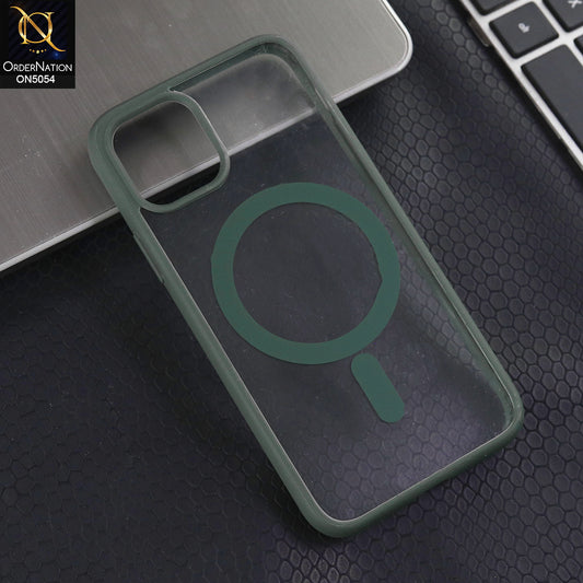 iPhone 11 Pro - Green -  New Clear Transparent Back Magnetic Magsafe Candy Color Soft Borders Case