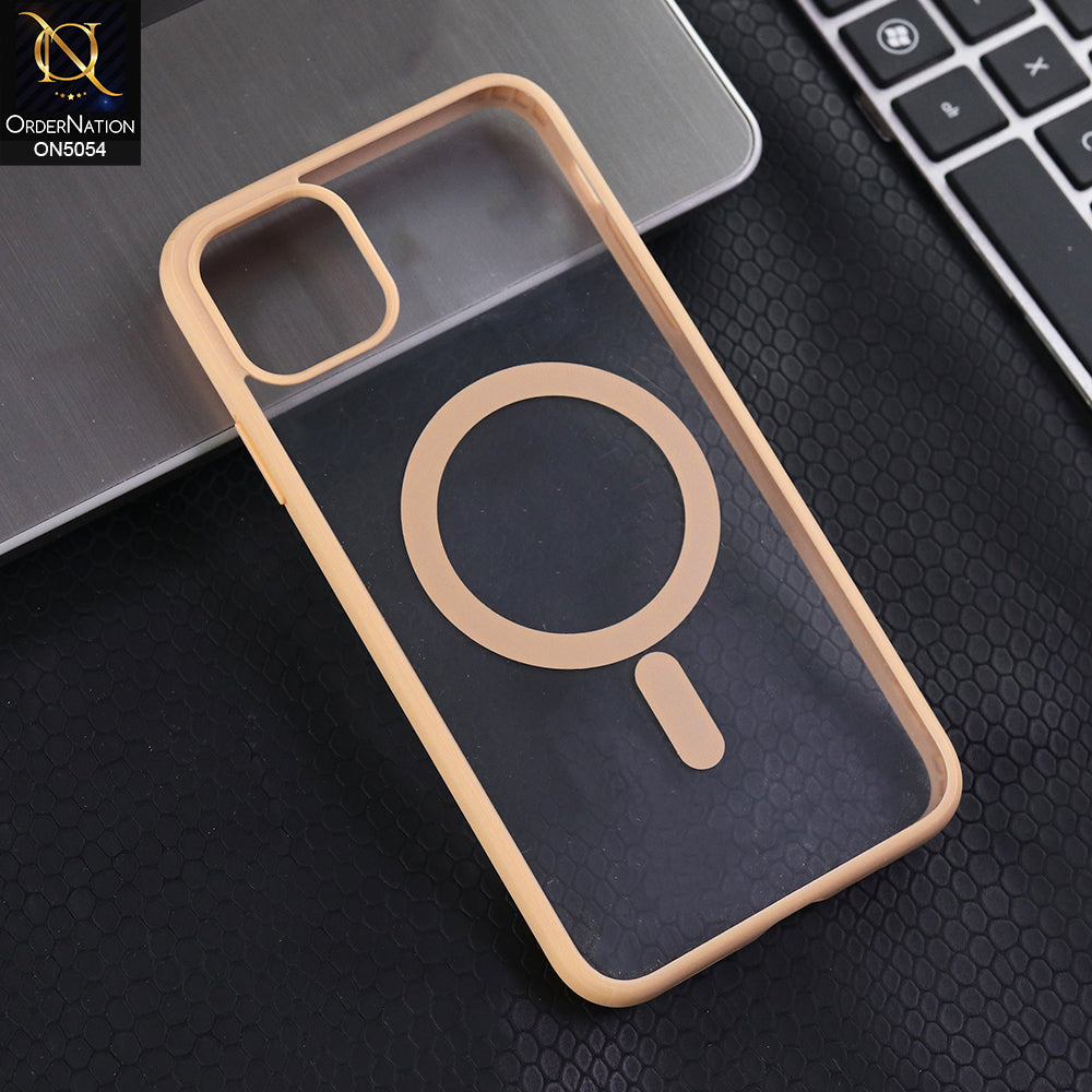 iPhone 11 Pro Max - Desert -  New Clear Transparent Back Magnetic Magsafe Candy Color Soft Borders Case