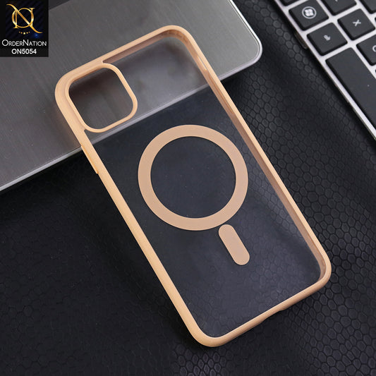 iPhone 11 Pro Max - Desert -  New Clear Transparent Back Magnetic Magsafe Candy Color Soft Borders Case