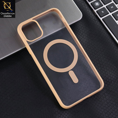 iPhone 11 Pro Max - Desert -  New Clear Transparent Back Magnetic Magsafe Candy Color Soft Borders Case