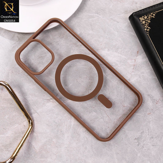 iPhone 12  Cover - Desert Titanium -  New Clear Transparent Back Magnetic Magsafe Candy Color Soft Borders Case