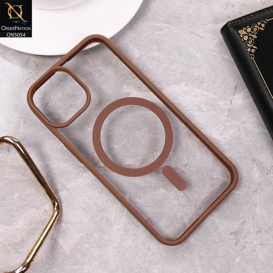 iPhone 14 Cover - Desert Titanium -  New Clear Transparent Back Magnetic Magsafe Candy Color Soft Borders Case