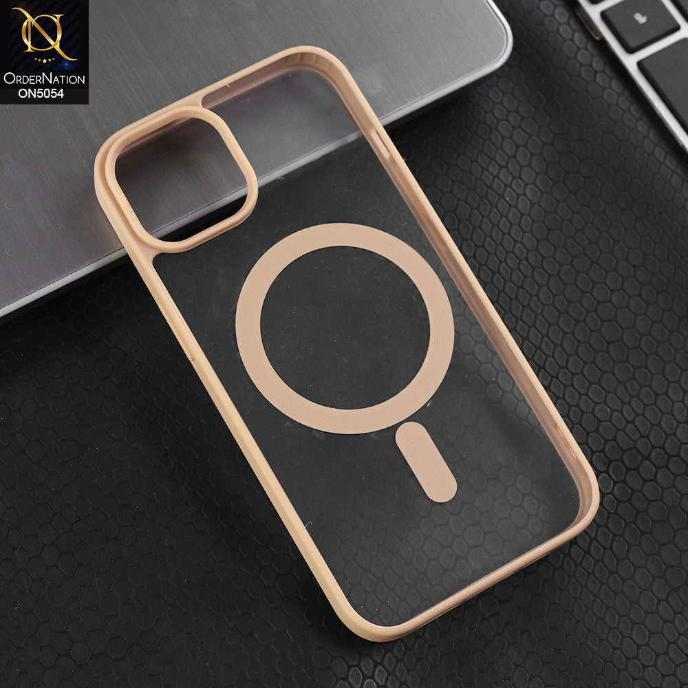 iPhone 14  - Desert -  New Clear Transparent Back Magnetic Magsafe Candy Color Soft Borders Case
