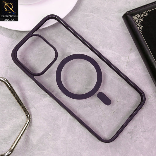 iPhone 14 Pro Max Cover - Purple -  New Clear Transparent Back Magnetic Magsafe Candy Color Soft Borders Case
