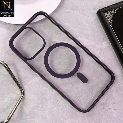 iPhone 14 Pro Max Cover - Purple -  New Clear Transparent Back Magnetic Magsafe Candy Color Soft Borders Case