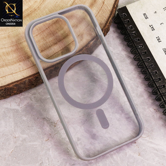 iPhone 14 Pro Cover - Grey  - New Clear Transparent Back Magnetic Magsafe Candy Color Soft Borders Case