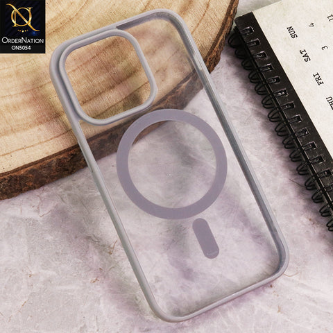 iPhone 14 Pro Cover - Grey  - New Clear Transparent Back Magnetic Magsafe Candy Color Soft Borders Case