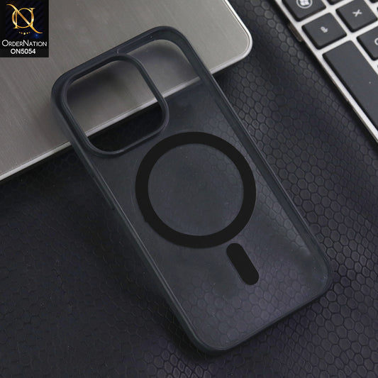 iPhone 15 Pro - Black -  New Clear Transparent Back Magnetic Magsafe Candy Color Soft Borders Case