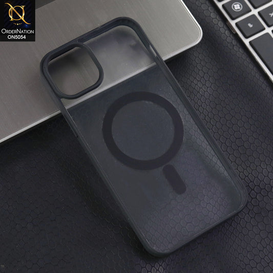 iPhone 15 Plus - Black -  New Clear Transparent Back Magnetic Magsafe Candy Color Soft Borders Case