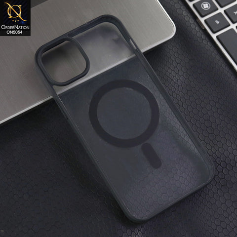 iPhone 15 Plus - Black -  New Clear Transparent Back Magnetic Magsafe Candy Color Soft Borders Case