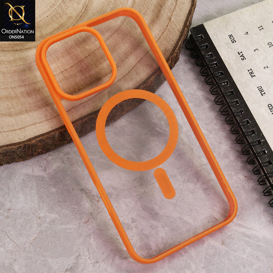 iPhone 16 Pro Max Cover - Orange  - New Clear Transparent Back Magnetic Magsafe Candy Color Soft Borders Case