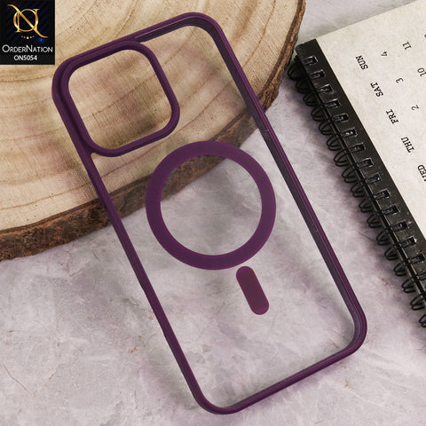 iPhone 16 Pro Max Cover - Wine Red  - New Clear Transparent Back Magnetic Magsafe Candy Color Soft Borders Case