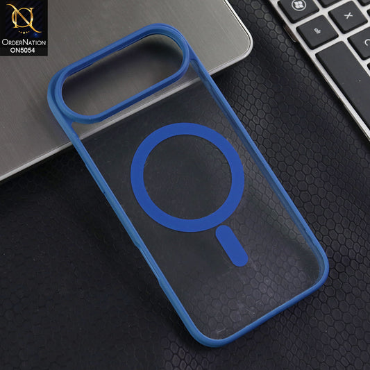 iPhone 17 Air  - Blue -  New Clear Transparent Back Magnetic Magsafe Candy Color Soft Borders Case