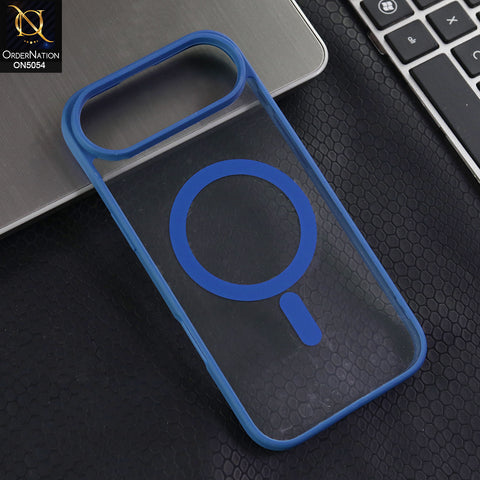 iPhone 17 Air  - Blue -  New Clear Transparent Back Magnetic Magsafe Candy Color Soft Borders Case