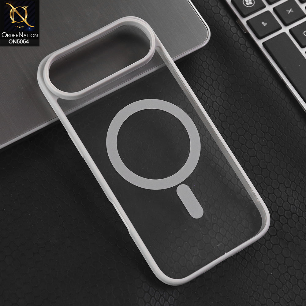 iPhone 17 Air  - Gray -  New Clear Transparent Back Magnetic Magsafe Candy Color Soft Borders Case