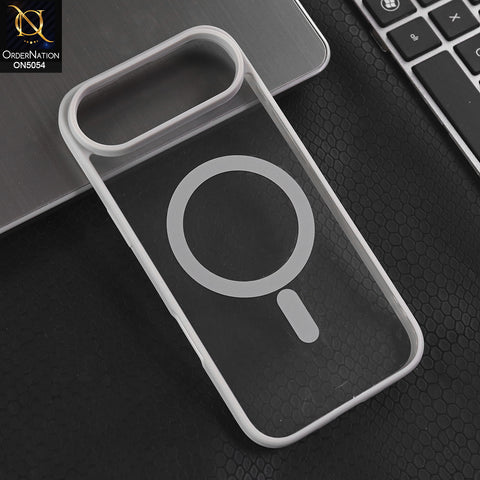 iPhone 17 Air  - Gray -  New Clear Transparent Back Magnetic Magsafe Candy Color Soft Borders Case