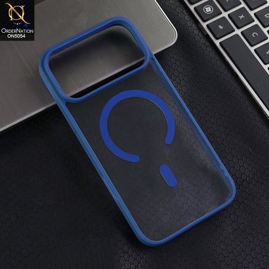 iPhone 17 Pro Max - Blue -  New Clear Transparent Back Magnetic Magsafe Candy Color Soft Borders Case