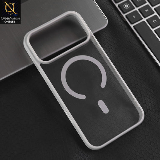 iPhone 17 Pro Max - Gray -  New Clear Transparent Back Magnetic Magsafe Candy Color Soft Borders Case