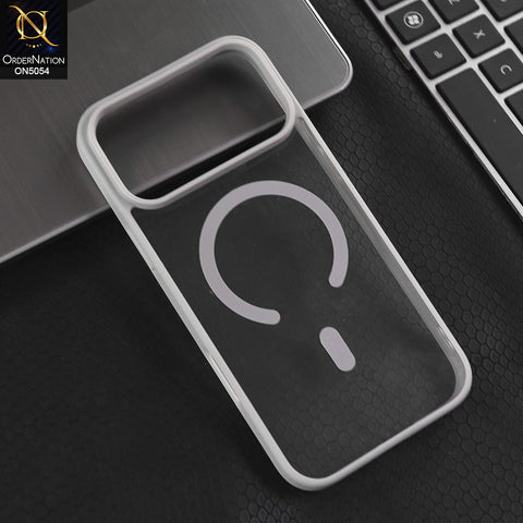 iPhone 17 Pro  - Gray -  New Clear Transparent Back Magnetic Magsafe Candy Color Soft Borders Case