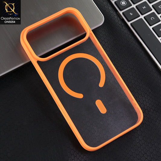 iPhone 17 Pro  - Orange -  New Clear Transparent Back Magnetic Magsafe Candy Color Soft Borders Case