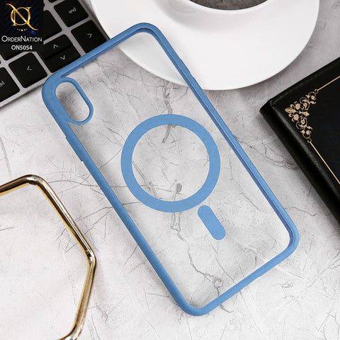 iPhone XR Cover - Sierra Blue - New Clear Transparent Back Magnetic Magsafe Candy Color Soft Borders Case