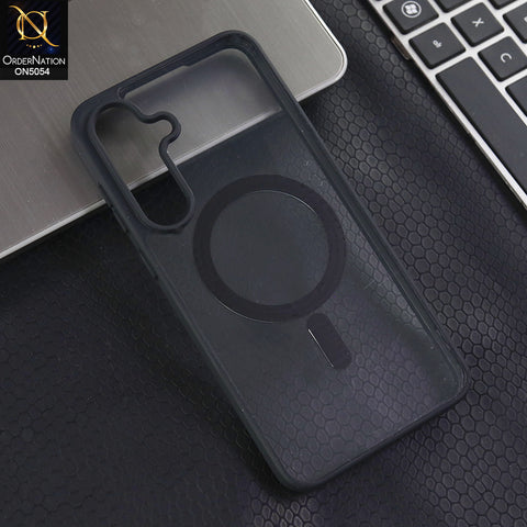 Samsung Galaxy S24 - Black -  New Clear Transparent Back Magnetic Magsafe Candy Color Soft Borders Case
