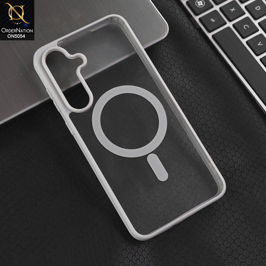Samsung Galaxy S25  - Gray -  New Clear Transparent Back Magnetic Magsafe Candy Color Soft Borders Case