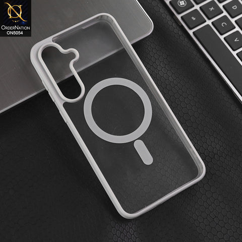 Samsung Galaxy S25  - Gray -  New Clear Transparent Back Magnetic Magsafe Candy Color Soft Borders Case