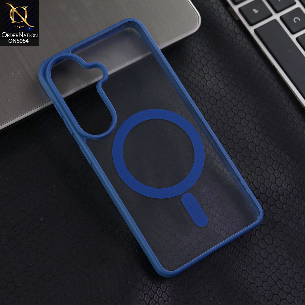 Samsung Galaxy S26 - Blue -  New Clear Transparent Back Magnetic Magsafe Candy Color Soft Borders Case