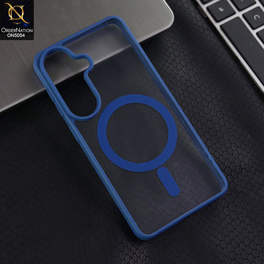Samsung Galaxy S26 - Blue -  New Clear Transparent Back Magnetic Magsafe Candy Color Soft Borders Case