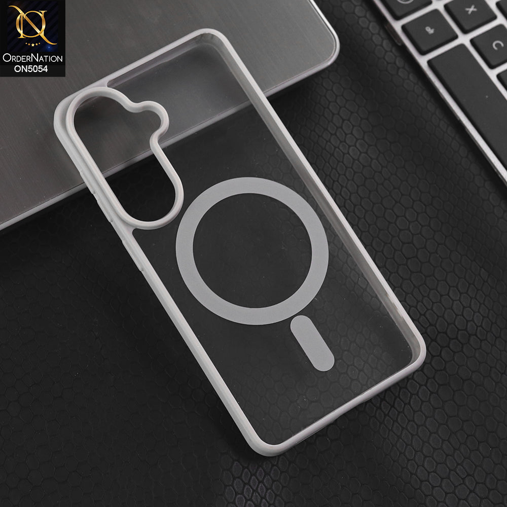 Samsung Galaxy S26 - Gray -  New Clear Transparent Back Magnetic Magsafe Candy Color Soft Borders Case