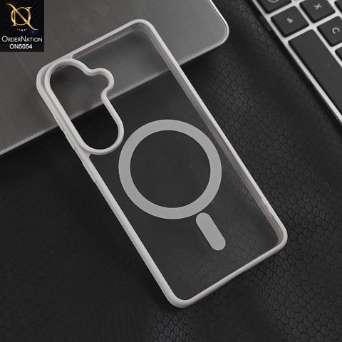Samsung Galaxy S26 - Gray -  New Clear Transparent Back Magnetic Magsafe Candy Color Soft Borders Case