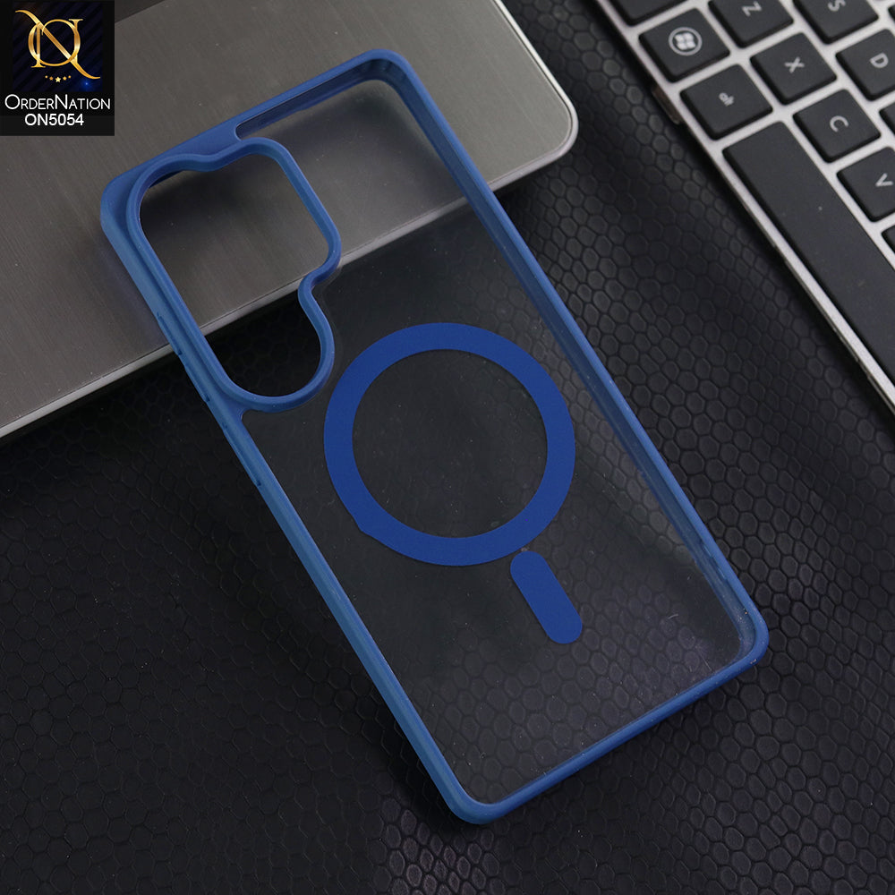 Samsung Galaxy S26 Ultra - Blue -  New Clear Transparent Back Magnetic Magsafe Candy Color Soft Borders Case