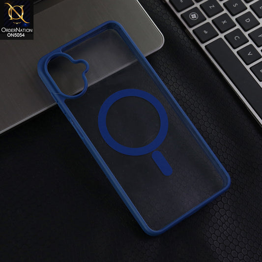 Samsung Galaxy F07 - Blue -  New Clear Transparent Back Magnetic Magsafe Candy Color Soft Borders Case