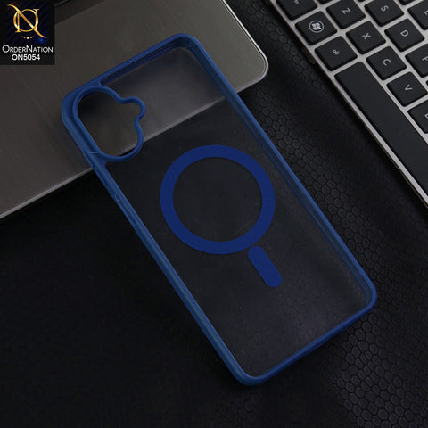 Samsung Galaxy A07 4G - Blue -  New Clear Transparent Back Magnetic Magsafe Candy Color Soft Borders Case
