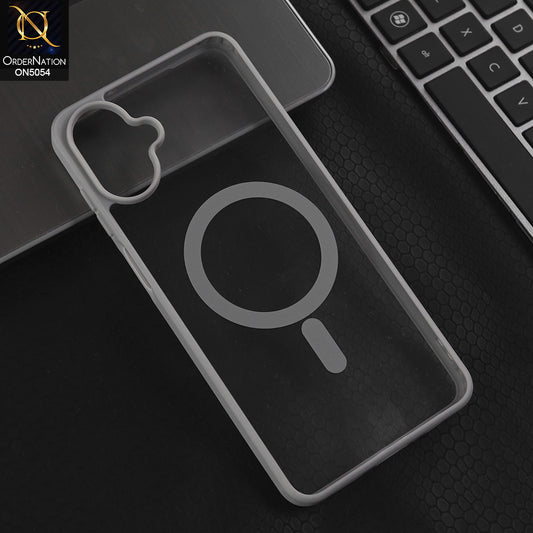 Samsung Galaxy M07 - Gray -  New Clear Transparent Back Magnetic Magsafe Candy Color Soft Borders Case