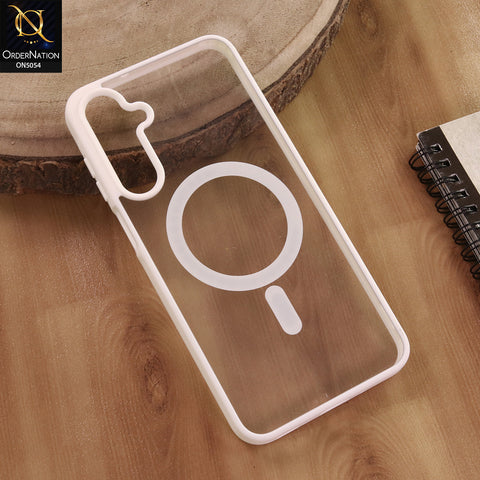 Samsung Galaxy A16 Cover  - White - New Clear White Back Magnetic Magsafe Candy Color Soft Borders Case