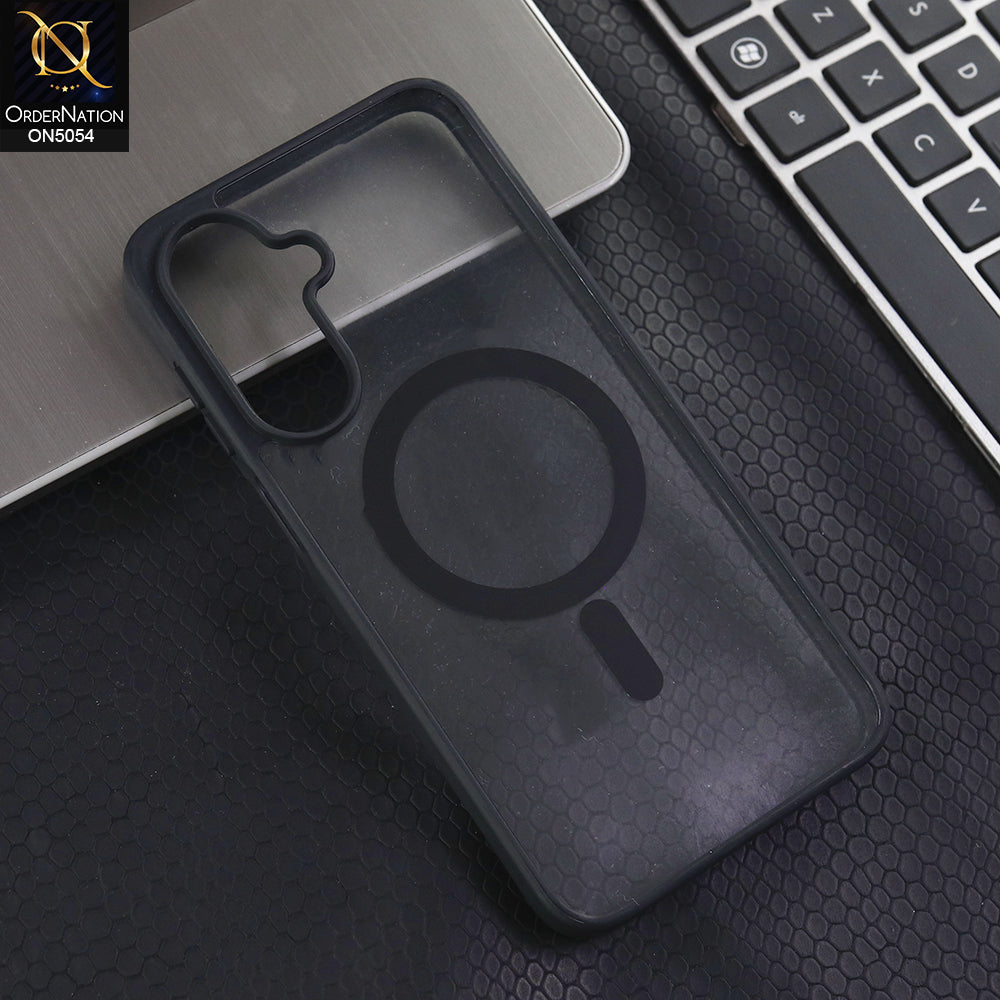 Samsung Galaxy M17 - Black -  New Clear Transparent Back Magnetic Magsafe Candy Color Soft Borders Case