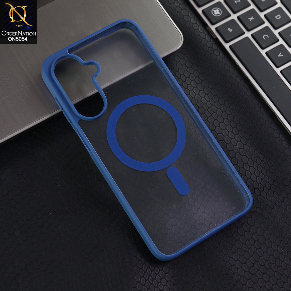 Samsung Galaxy A36 - Blue - New Clear Transparent Back Magnetic Magsafe Candy Color Soft Borders Case