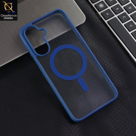 Samsung Galaxy A36 - Blue - New Clear Transparent Back Magnetic Magsafe Candy Color Soft Borders Case