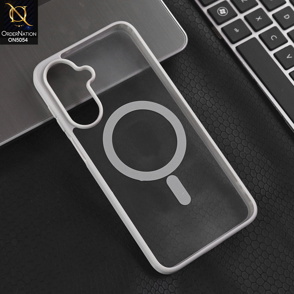 Samsung Galaxy A17 - Gray -  New Clear Transparent Back Magnetic Magsafe Candy Color Soft Borders Case