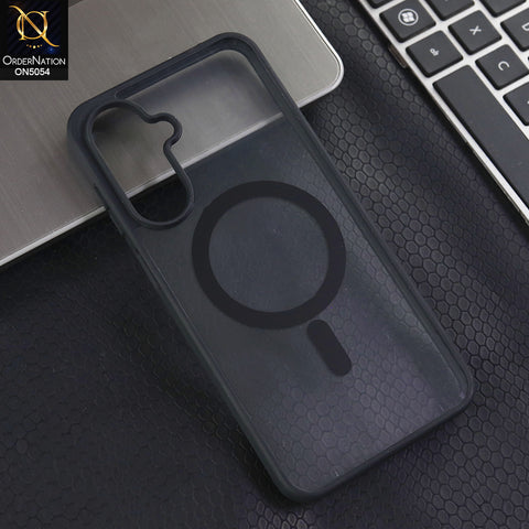 Samsung Galaxy A36 - Black -  New Clear Transparent Back Magnetic Magsafe Candy Color Soft Borders Case