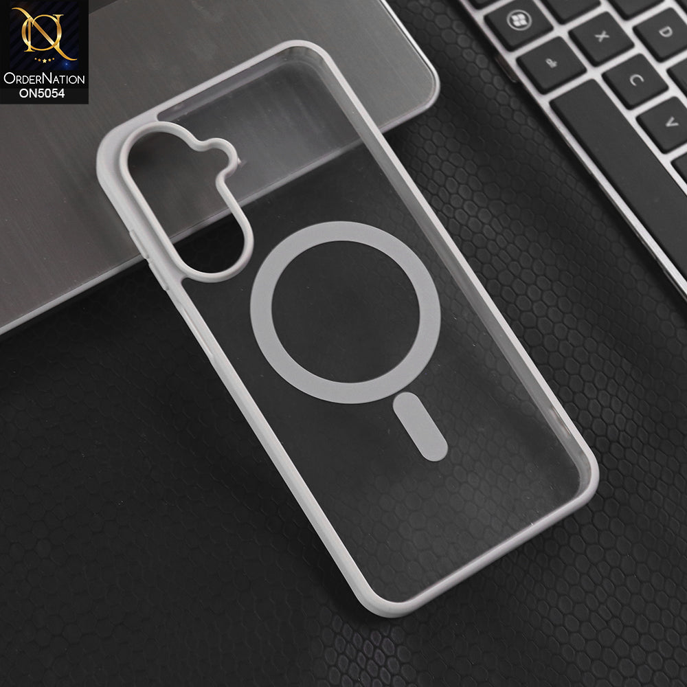 Samsung Galaxy A56 - Gray -  New Clear Transparent Back Magnetic Magsafe Candy Color Soft Borders Case
